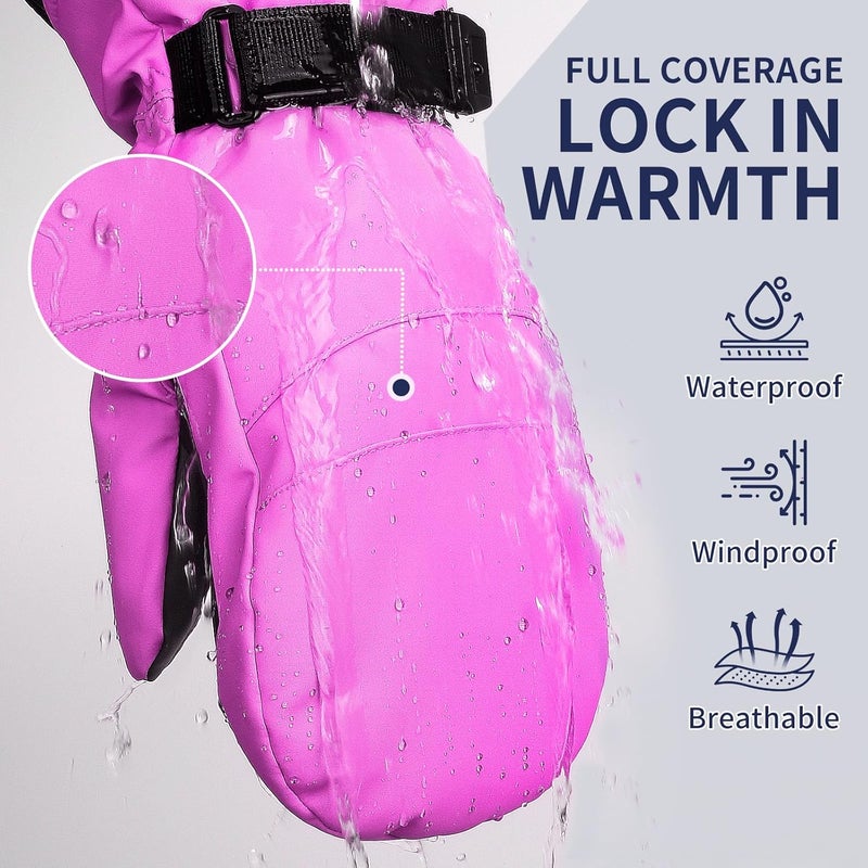 Odtmger Snow Mittens Waterproof Winter Ski Warm Cotton & Spray-Bonded Cotton Lined, Anti-Loss Rope for Parent Child - Image 5